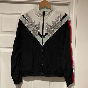 Pink VS silver Bling Sequin appliqué track jacket XS